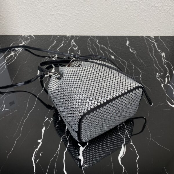 Prada New Crystal Bucket Bag - Silver - Image 4