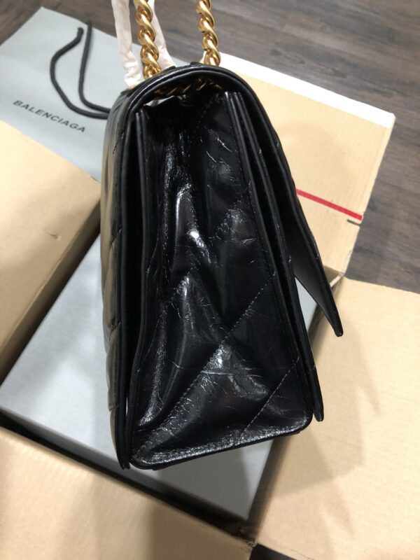Balenciaga Small Flower Gold Buckle Chain Bag - Black - Image 3