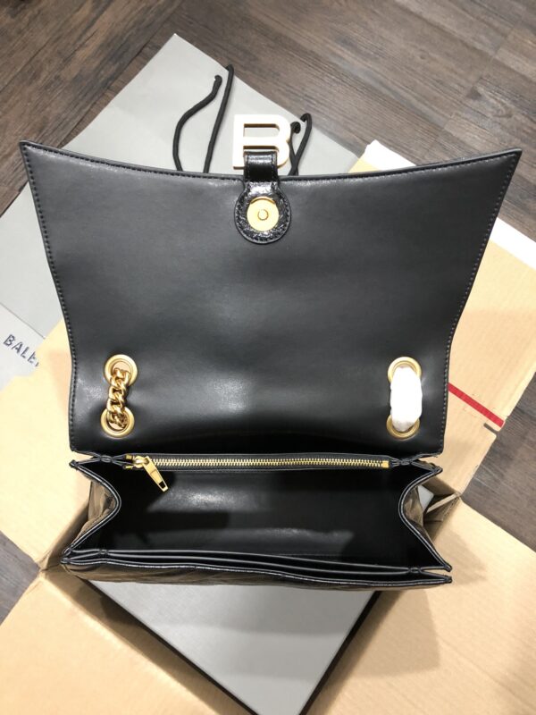 Balenciaga Small Flower Gold Buckle Chain Bag - Black - Image 4