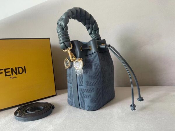 Fendi Mon Tresor Small Bucket Bag - Gray/Blue - Image 4