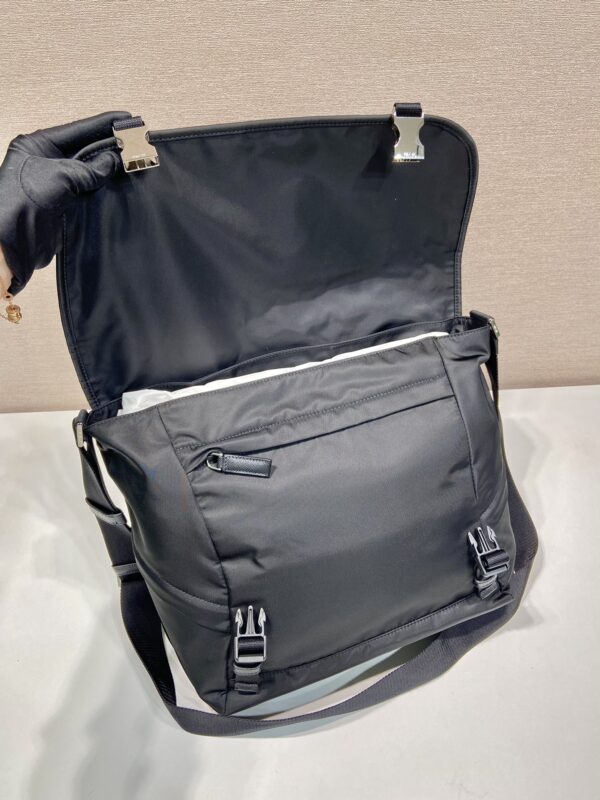 Prada Flap And Snap Messenger Bag - Black - Image 3