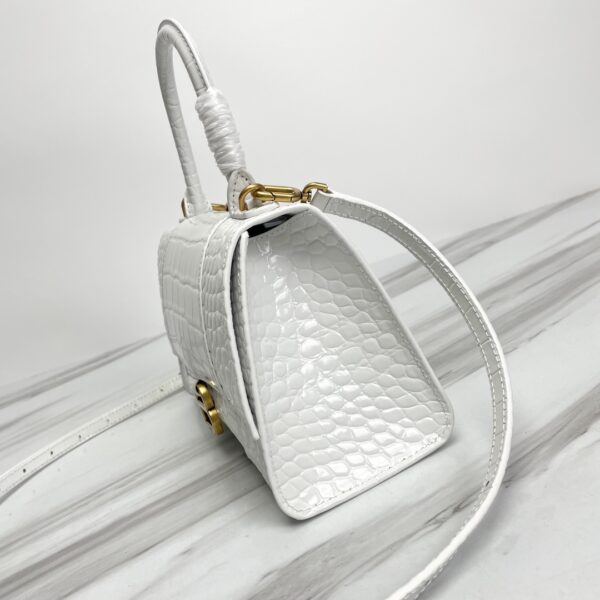 Balenciaga Hourglass Crocodile Sand bag (Golden Buckle) - White - Image 4