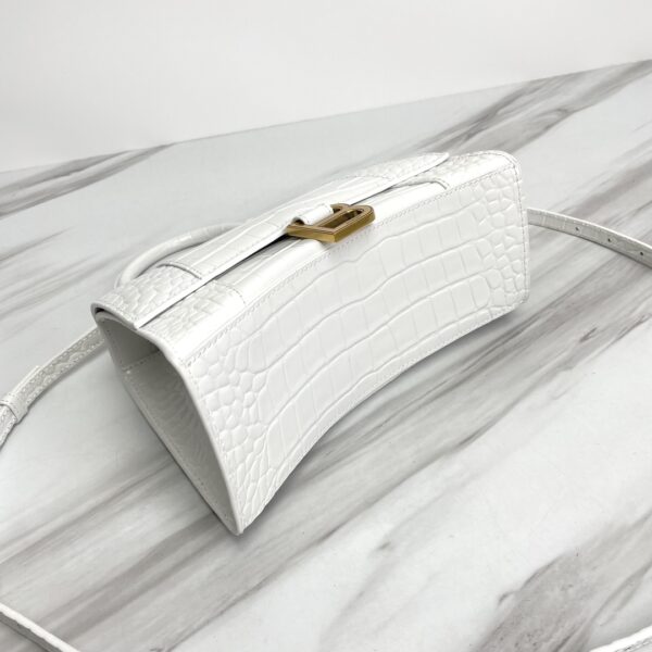 Balenciaga Hourglass Crocodile Sand bag (Golden Buckle) - White - Image 5