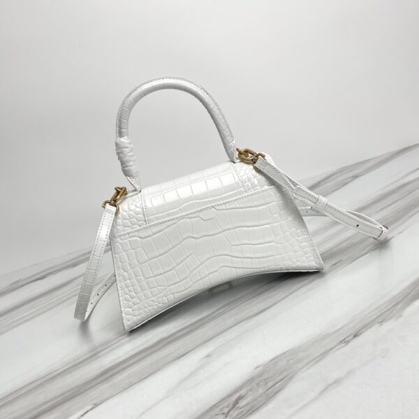 Balenciaga Hourglass Crocodile Sand bag (Golden Buckle) - White - Image 3