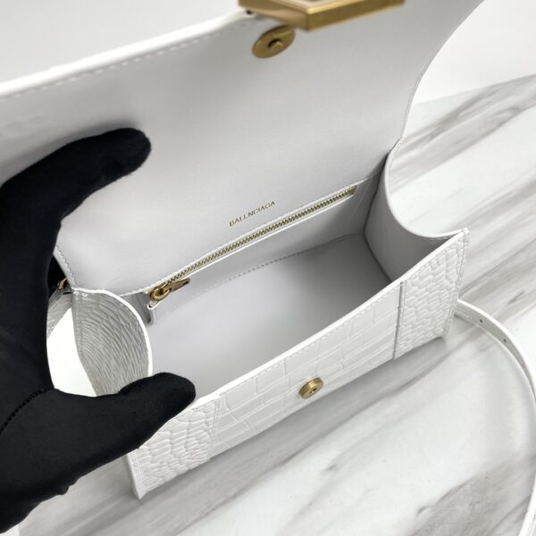 Balenciaga Hourglass Crocodile Sand bag (Golden Buckle) - White - Image 2