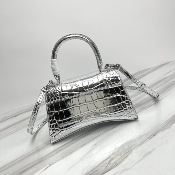 Balenciaga Hourglass Crocodile Sand bag (Silver Buckle) - Silver - Image 3