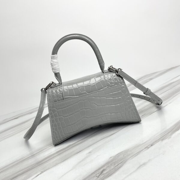 Balenciaga Hourglass Crocodile Sand bag (Silver Buckle) - Gray - Image 3