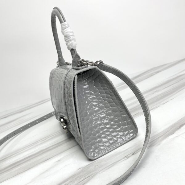 Balenciaga Hourglass Crocodile Sand bag (Silver Buckle) - Gray - Image 4