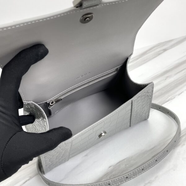 Balenciaga Hourglass Crocodile Sand bag (Silver Buckle) - Gray - Image 2