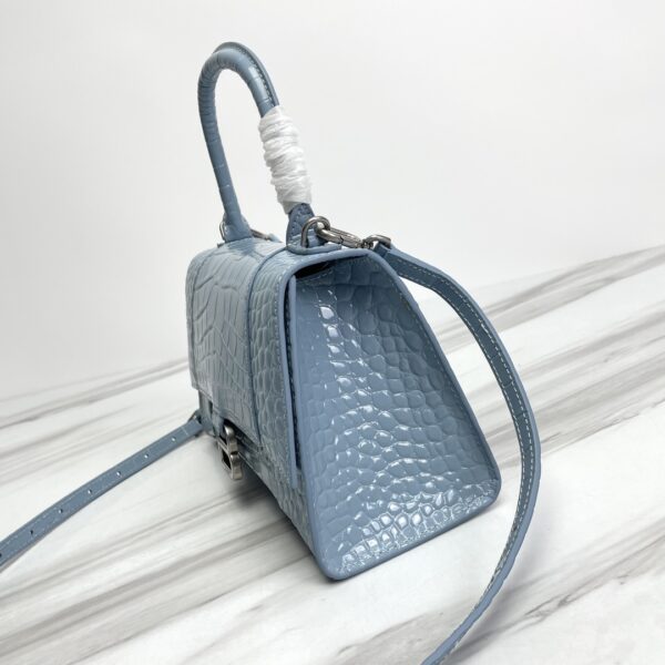 Balenciaga Hourglass Crocodile Sand bag (Silver Buckle) - Blue - Image 4