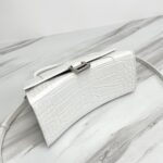 Balenciaga Hourglass Crocodile Sand bag (Silver Buckle) - White - Image 5