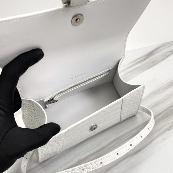 Balenciaga Hourglass Crocodile Sand bag (Silver Buckle) - White - Image 3