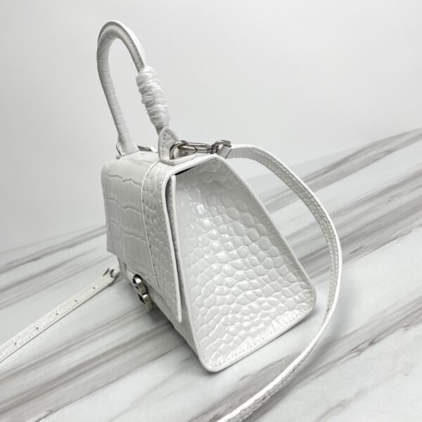Balenciaga Hourglass Crocodile Sand bag (Silver Buckle) - White - Image 4