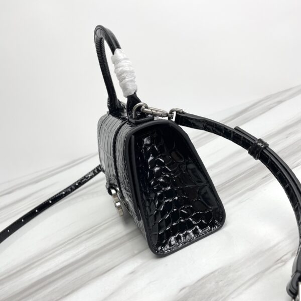 Balenciaga Hourglass Small Bag (Silver Buckle) - Black - Image 4
