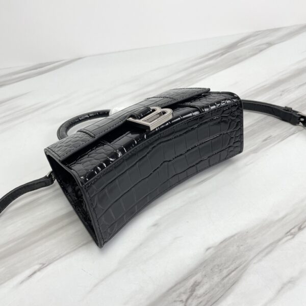 Balenciaga Hourglass Small Bag (Silver Buckle) - Black - Image 5