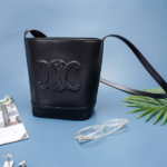 Celine Cuir Triomphe Small Smooth Cow Leather Bucket Bag - Black