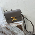 Celine Teen Triomphe Canvas And Calfskin Handbag - Gray
