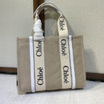 Chloe Woody Medium Shoulder Strap Tote Bag - White