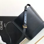 Celine Cuir Triomphe Mini Smooth Cow Leather Bucket Bag - Black - Image 4