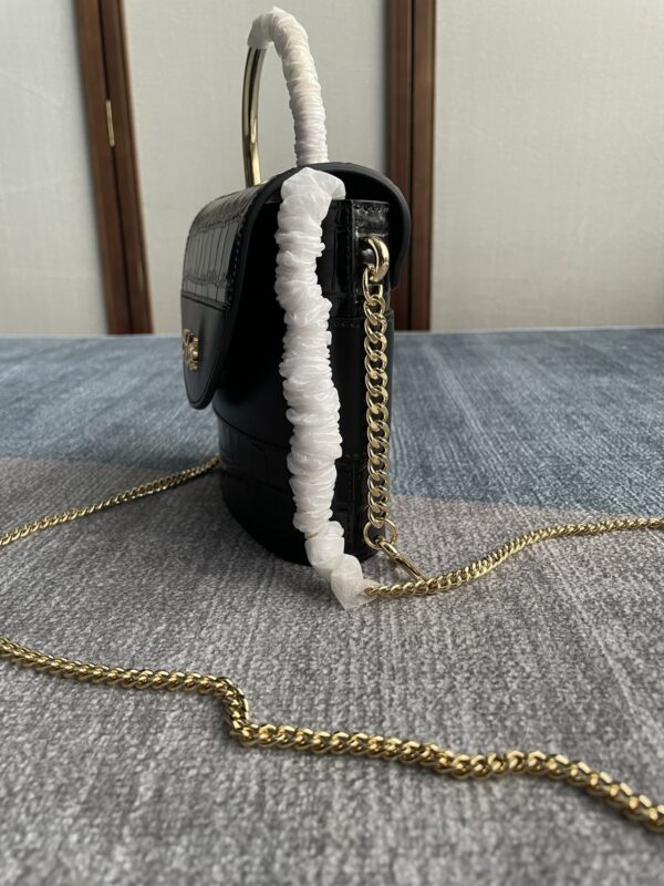 Chloe Small Aby Lock Crocodile Handbag - Black - Image 5