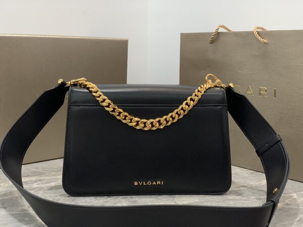 Bulgari Maxi Chain Small Lambskin Crossbody Bag - Black - Image 4