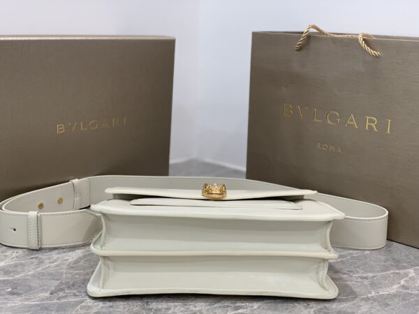 Bulgari Maxi Chain Small Lambskin Crossbody Bag - White - Image 3
