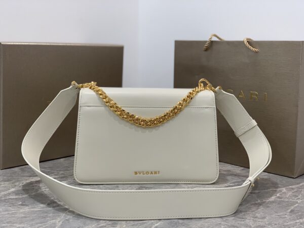 Bulgari Maxi Chain Small Lambskin Crossbody Bag - White - Image 4