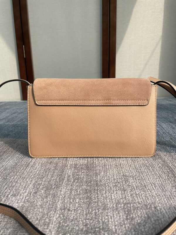 Chloe Faye Medium Size Two-Color Metal Ring Handbag - Cream - Image 5
