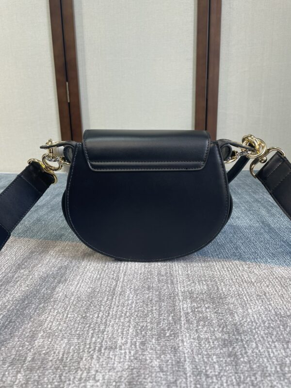 Chloe Tess Saddle Crossbody HandBag - Black - Image 4