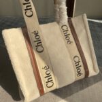 Chloe Lamb Wool Woody Large Tote Bag - Brown - Image 3