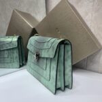 Bulgari Water Snake Skin Snake Head Large Wallet Bag - Green - Image 5