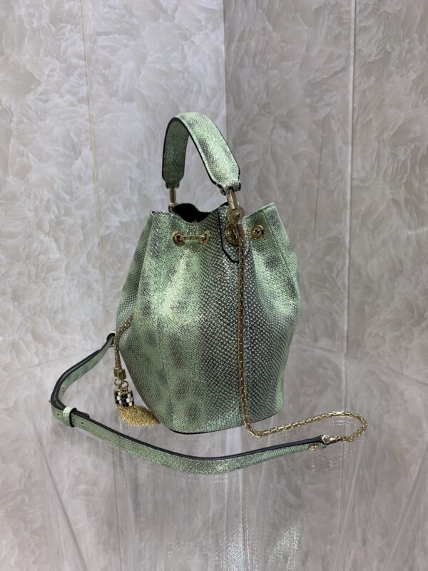 Bulgari Snake Skin Bucket Handbag  - Green - Image 5