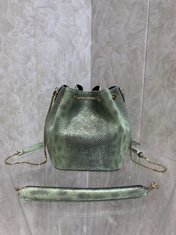 Bulgari Snake Skin Bucket Handbag  - Green - Image 4