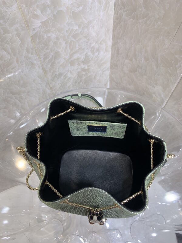 Bulgari Snake Skin Bucket Handbag  - Green - Image 2