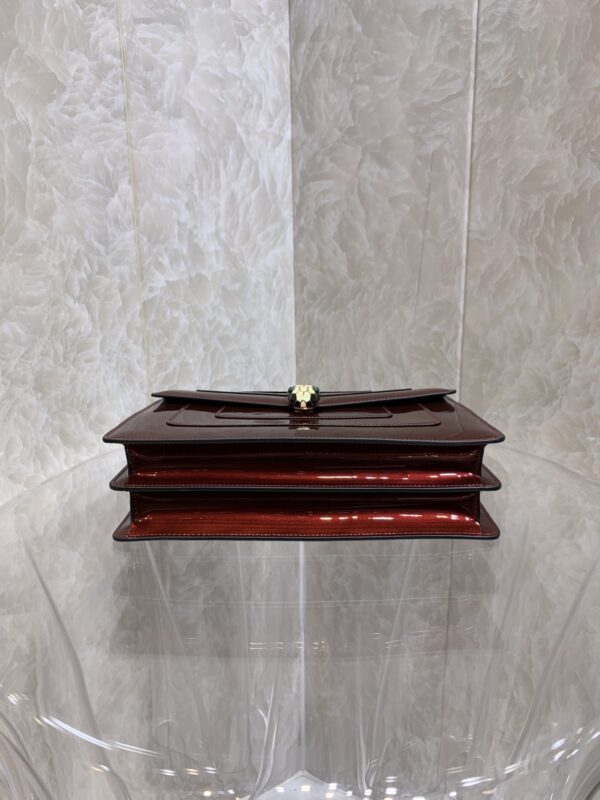 Bulgari Cow Patent Wallet - Burgundy - Image 3