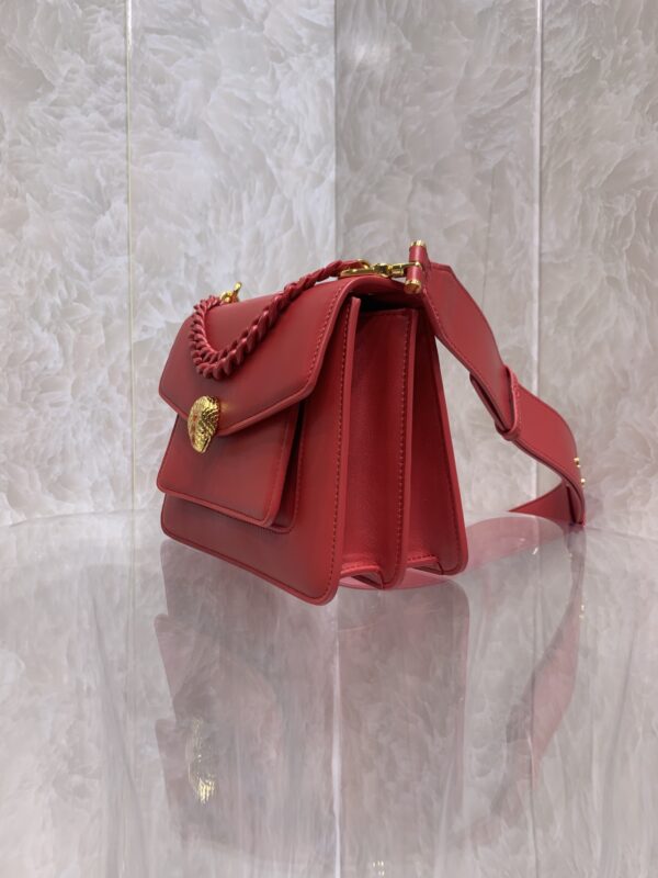 Bulgari Maxi Chain Lambskin Crossbody Bag - Red - Image 5