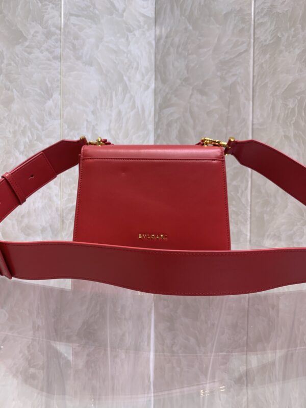 Bulgari Maxi Chain Lambskin Crossbody Bag - Red - Image 4