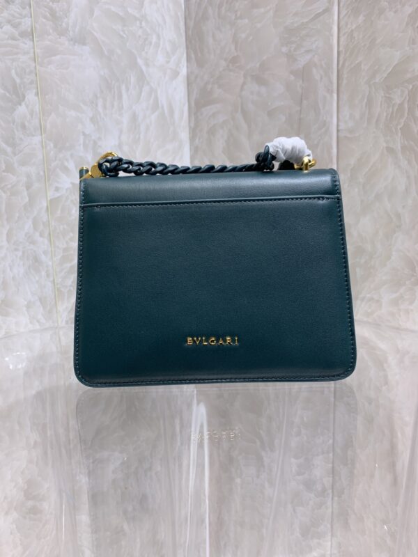 Bulgari Maxi Chain Small Lambskin Crossbody Bag - Dark Green - Image 4