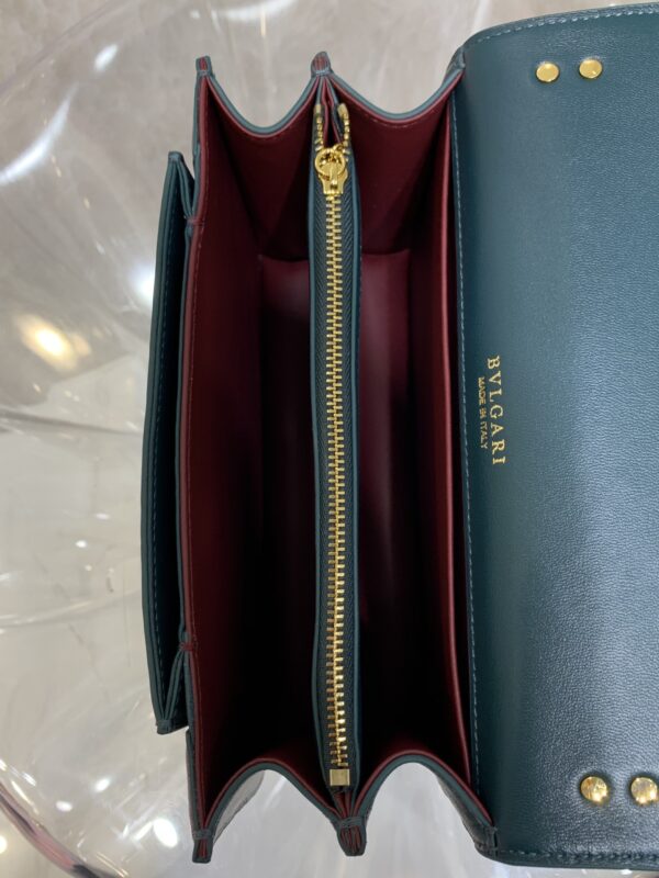 Bulgari Maxi Chain Small Lambskin Crossbody Bag - Drak Green - Image 2