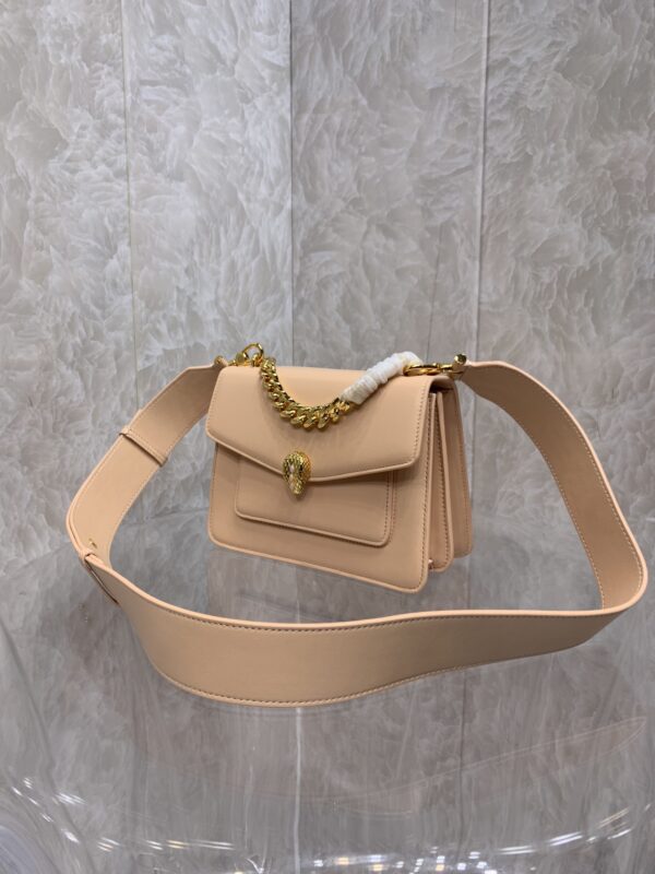 Bulgari Maxi Chain Small Lambskin Crossbody Bag - Cream - Image 5