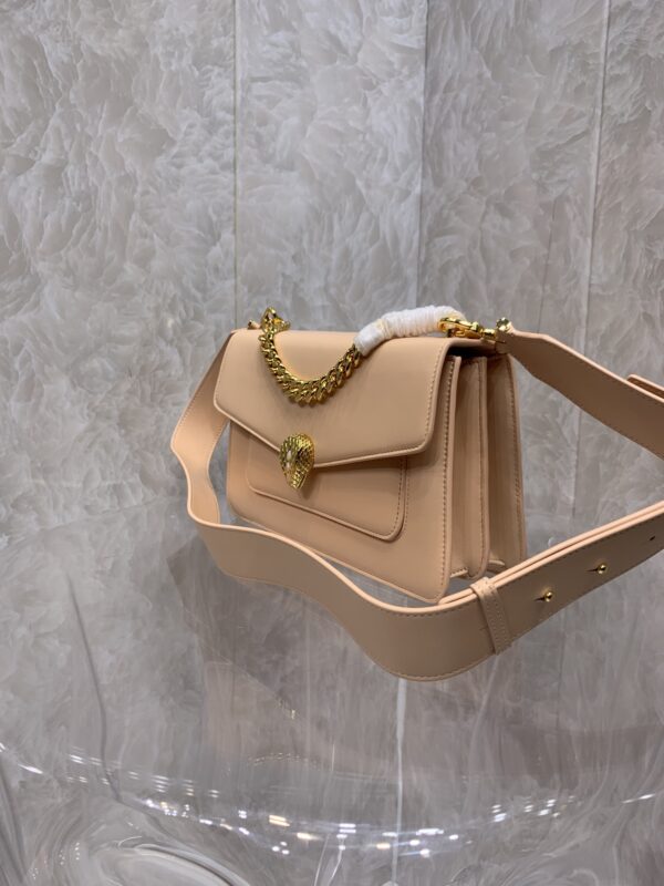 Bulgari Maxi Chain Small Lambskin Crossbody Bag - Cream - Image 4