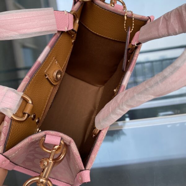 Coach Striped Print Tote Bag - Pink - Image 2