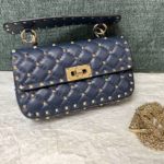 Valentino Small Sheepskin Classic Studded Handbag - Blue