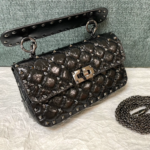 Valentino Small Papaya Gram Classic Studded Handbag - Black