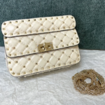 Valentino Small Papaya Gram Classic Studded Handbag - White