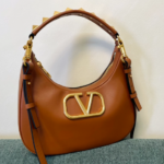 Valentino Studsign Calfskin Hobo Handbag - Brown