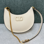 Valentino Mini Palm Print Calfskin Hobo Armpit Bag - White