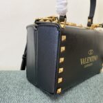 Valentino Garavni Rockstud Alcove Grained Calfskin Box Bag - Black - Image 5