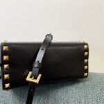 Valentino Garavni Rockstud Alcove Grained Calfskin Box Bag - Black - Image 3