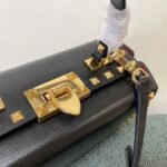 Valentino Garavni Rockstud Alcove Grained Calfskin Box Bag - Black - Image 4